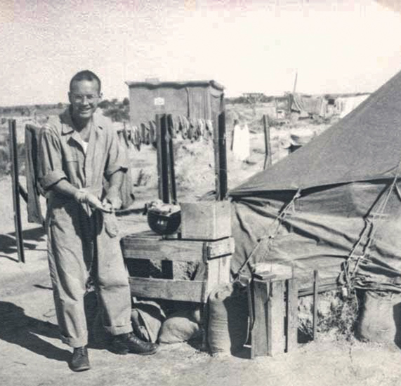 Russ Klein at temporary camp site